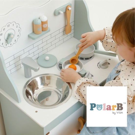 Polar B （ポーラービー）おままごとキッチン【ボックス入り】／知育玩具 木製 ままごとセット 北欧