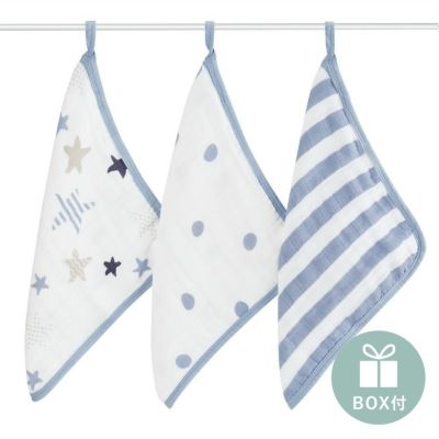 aden+anais(エイデンアンドアネイ)【日本正規品】ウォッシュクロスセット 3枚セット rock star 【ボックス入り】