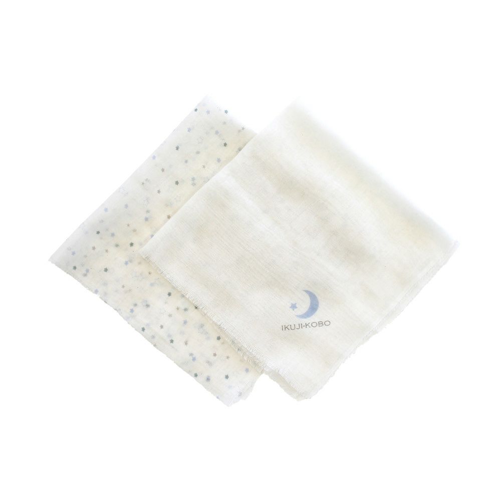 ikujikobo（育児工房）オーガニック知多木綿 ガーゼハンカチ2枚セット ブルー