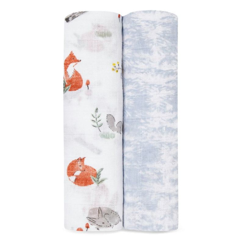 aden+anais（エイデンアンドアネイ）【日本正規品】モスリンコットン おくるみ 2枚セット naturally 2-pack swaddles 【ボックス入り】