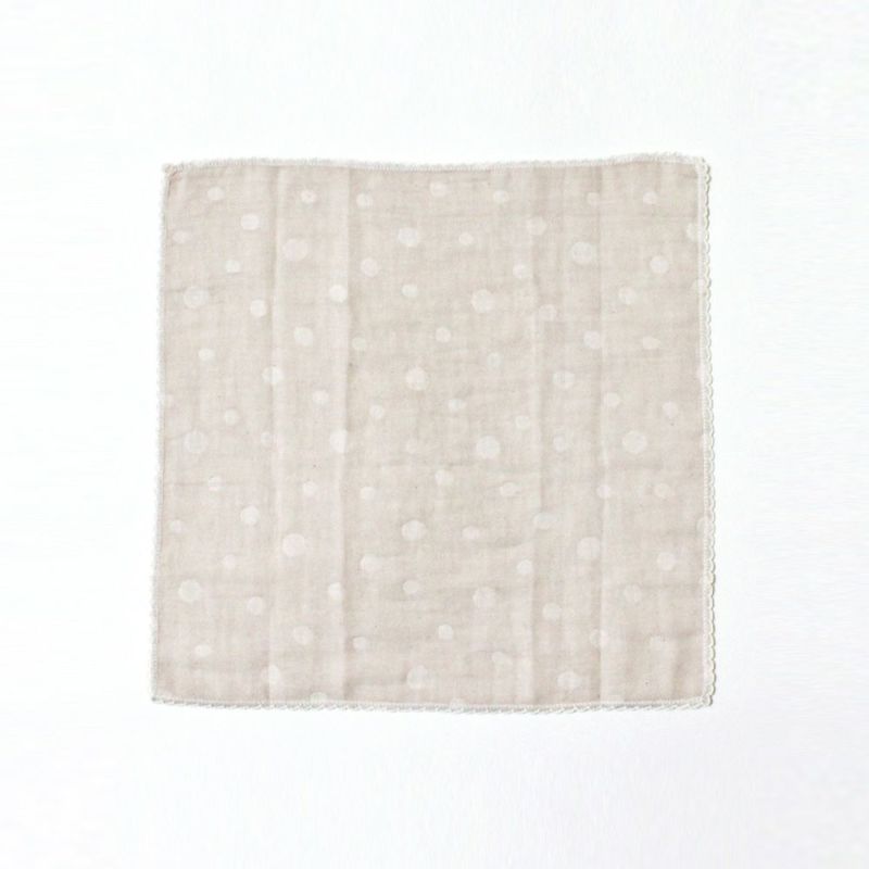 ikujikobo（育児工房）オーガニック二重織ガーゼ 水玉 ハンカチ グレー