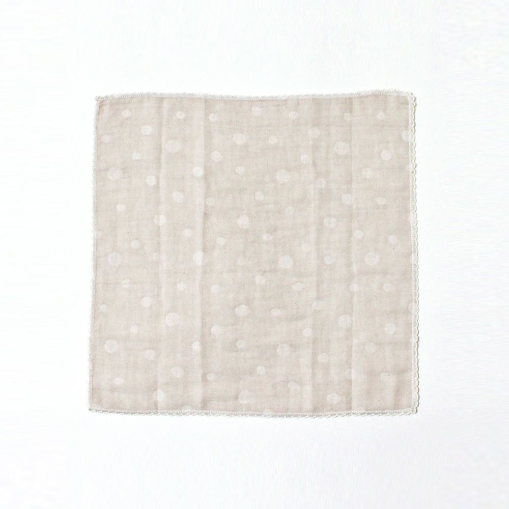ikujikobo（育児工房）オーガニック二重織ガーゼ 水玉 ハンカチ グレー