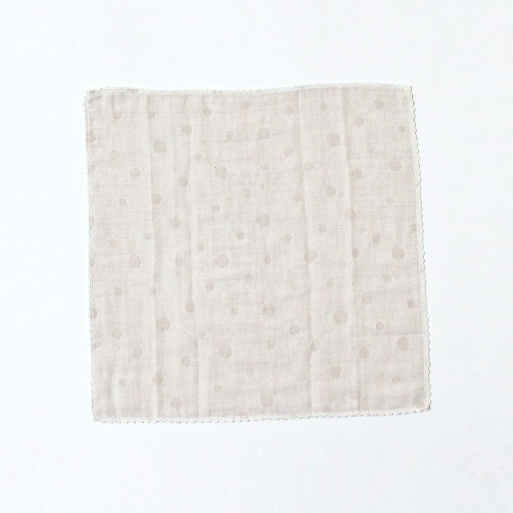 ikujikobo（育児工房）オーガニック二重織ガーゼ 水玉 ハンカチ グレー