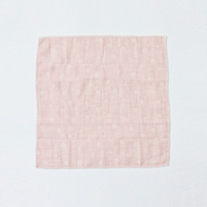 ikujikobo（育児工房）オーガニック二重織ガーゼ 水玉 ハンカチ ピンク