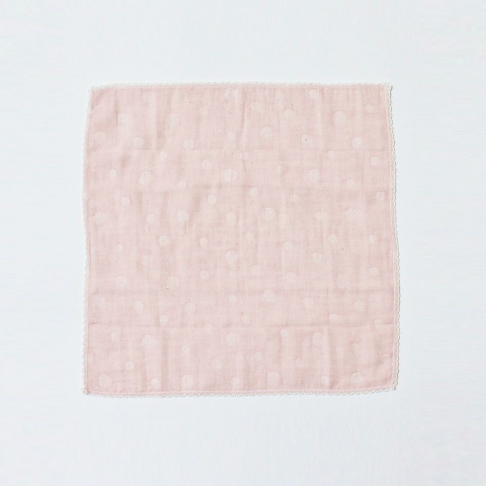 ikujikobo（育児工房）オーガニック二重織ガーゼ 水玉 ハンカチ ピンク