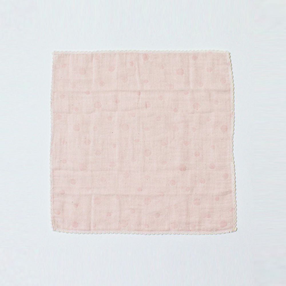 ikujikobo（育児工房）オーガニック二重織ガーゼ 水玉 ハンカチ ピンク