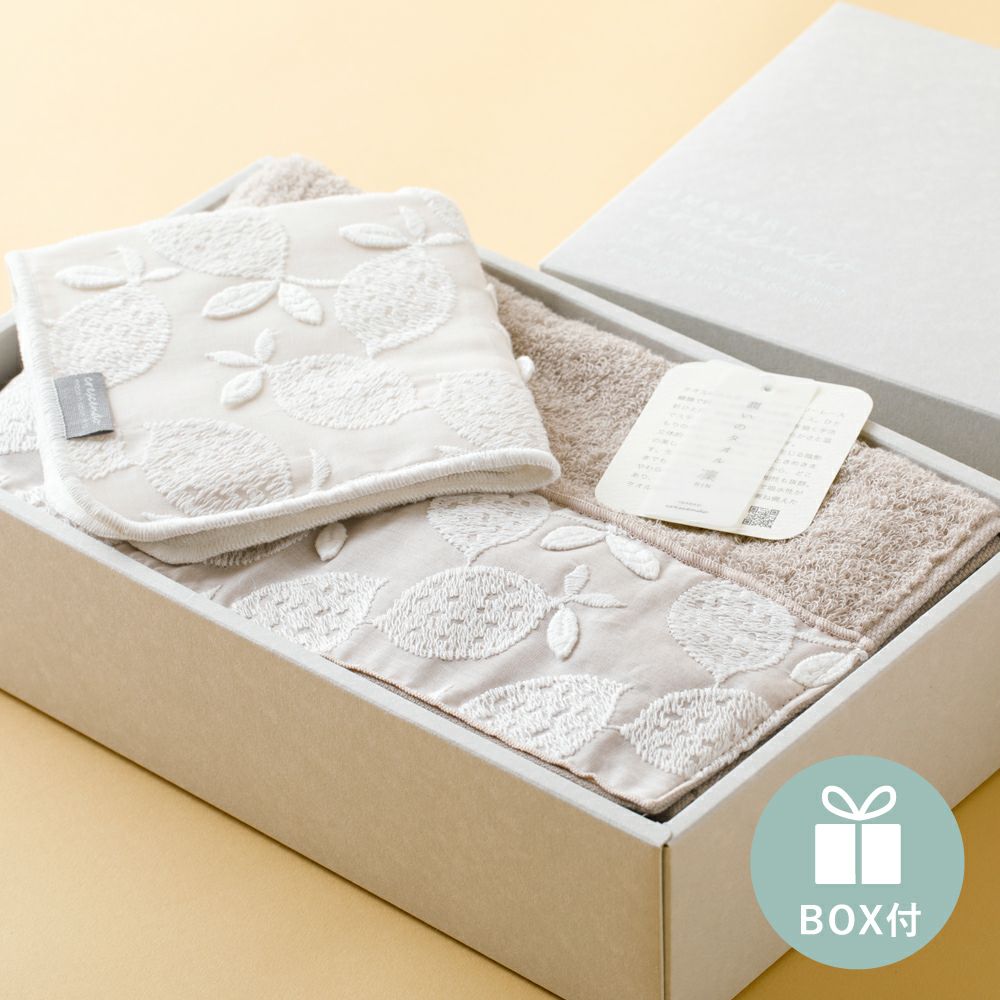 今治タオルギフト | 株式会社包む | ラッピング用品・レターセット・マスキングテープ等の企画・販売 実りの秋の贈り物 キッチンソープギフト キッチンツーリスト 今治ウォッシュタオル(33×33cm)・プリント手ぬぐいハンカチ(34×