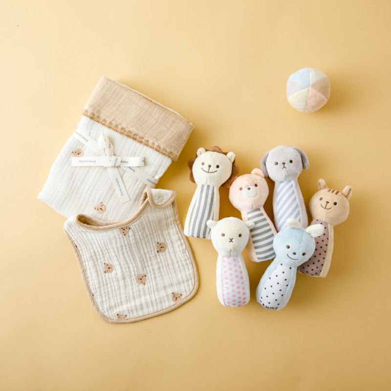 出産祝い ギフトセット】 刺繍がかわいい！ガーゼおくるみ