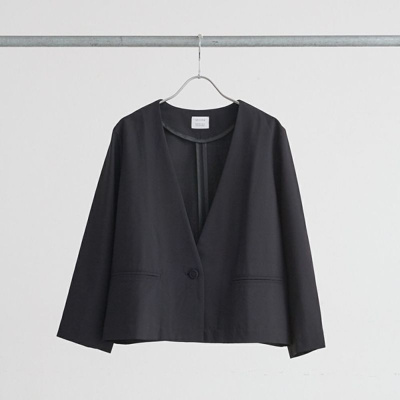 Shantung V Neck ジャケット セール】Shantung V Neck ジャケット（ノーカラージャケット