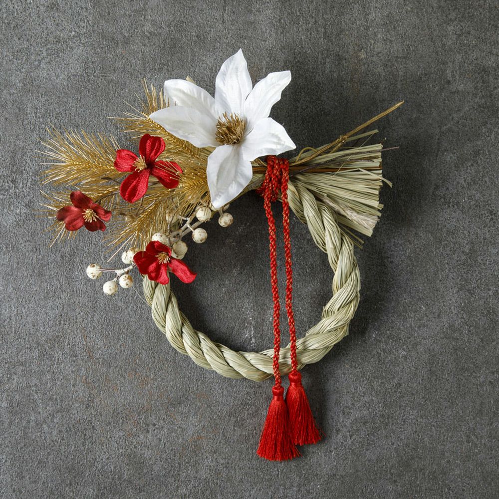 お正月飾り しめ飾り お正月リース お正月フラワーアレンジ（造花）B