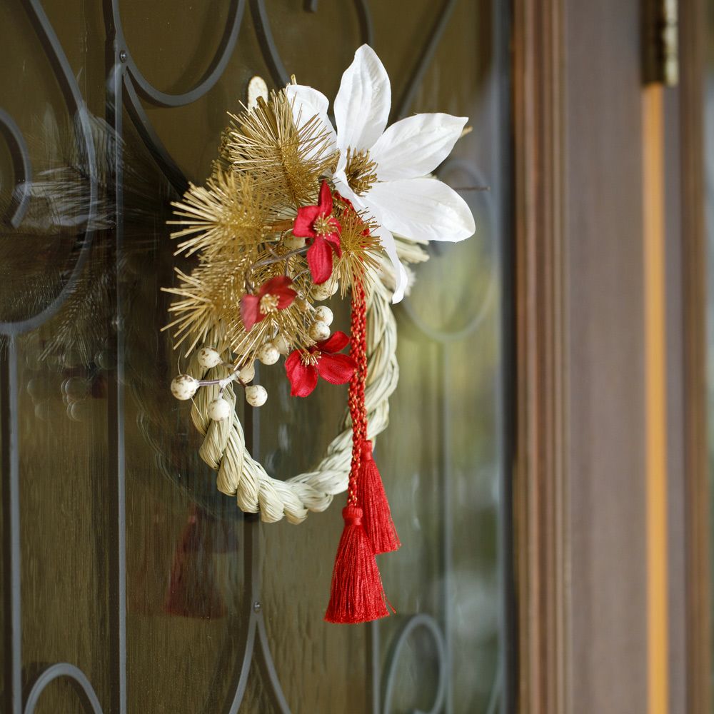 お正月飾り しめ飾り お正月リース お正月フラワーアレンジ（造花）B