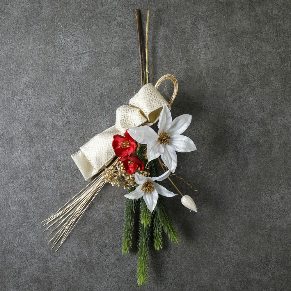 お正月飾り しめ飾り お正月リース お正月フラワーアレンジ（造花）E