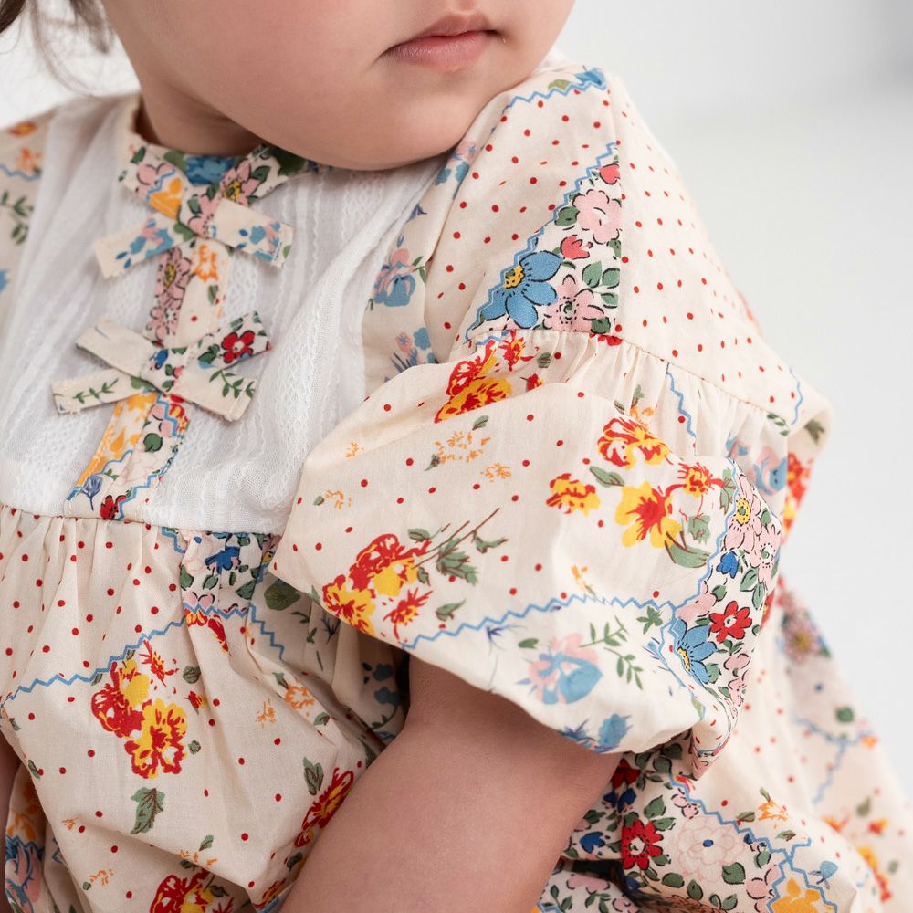 2026SS】FRENCH Aming（フレンチアミング）花柄切替リボンロンパース